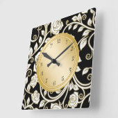 Carrée Horloge de Décor Floral Damask (Angle)