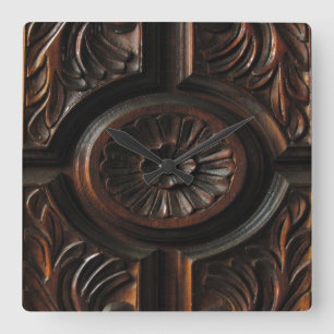 Carrée Horloge de découpage en bois