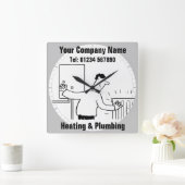 Carrée Horloge de dessin animé pour les services de chauf (Maison)