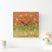 Carrée horloge de fleurs d'été rouge (Maison)