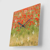 Carrée horloge de fleurs d'été rouge (Angle)