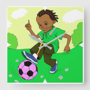 Carrée Horloge de football pour enfants