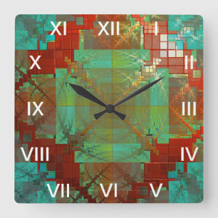 Carrée Horloge de fusion chromatique rouge et verte