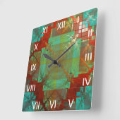 Carrée Horloge de fusion chromatique rouge et verte (Angle)