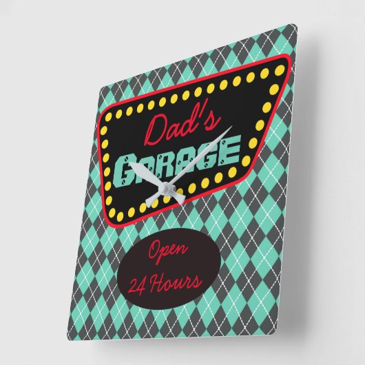 Carrée Horloge de garage de papa (Angle)