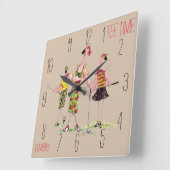 Carrée horloge de golf - heure de tee flamingo (Angle)