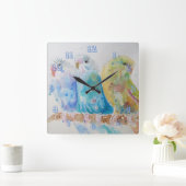 Carrée Horloge de la chambre 3 Budgie Budgerigar (Maison)