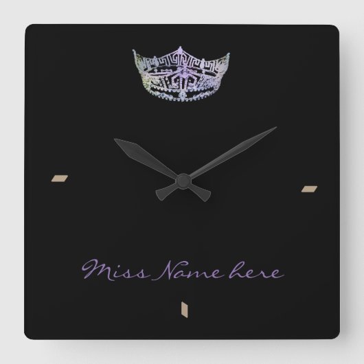 Carrée Horloge de la couronne Silver Rain style Miss Amer (Recto)