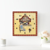 Carrée Horloge de la cuisine de campagne de Nana (Maison)