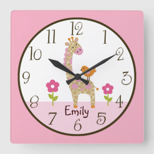 Carrée Horloge de la pépinière Giraffe Jill Jungle person
