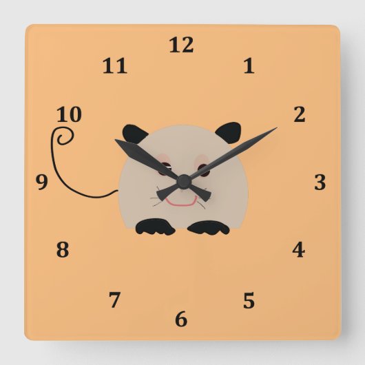 Carrée Horloge de la souris pour la chambre d'enfant (Recto)