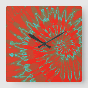 Carrée Horloge de la teinture de la tourbe rouge et d'Aqu