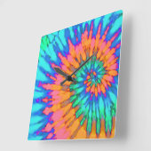 Carrée Horloge de la teinture de tourbe orange et bleu (Angle)