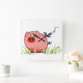 Carrée Horloge de libellule de porc (Maison)