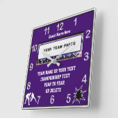 Carrée Horloge de lutte avec votre photo, texte et couleu (Angle)