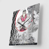 Carrée Horloge de magasin de Harley, noir, blanc, (Angle)