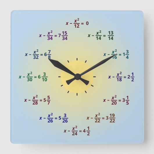 Carrée Horloge de maths (AM-PM) (Recto)
