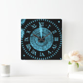 Carrée Horloge de Minuit Bleu Clair (Maison)