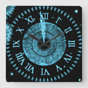 Carrée Horloge de Minuit Bleu Clair