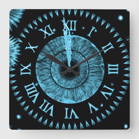 Carrée Horloge de Minuit Bleu Clair (Recto)