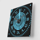 Carrée Horloge de Minuit Bleu Clair (Angle)