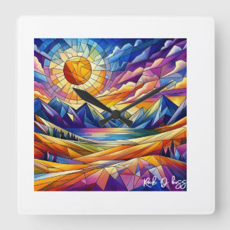 Carrée Horloge de montagne en verre tendu