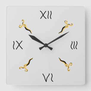 Carrée Horloge de mur acrylique des 'ciseaux'