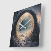 Carrée Horloge de mur de forêt enchantée (Angle)