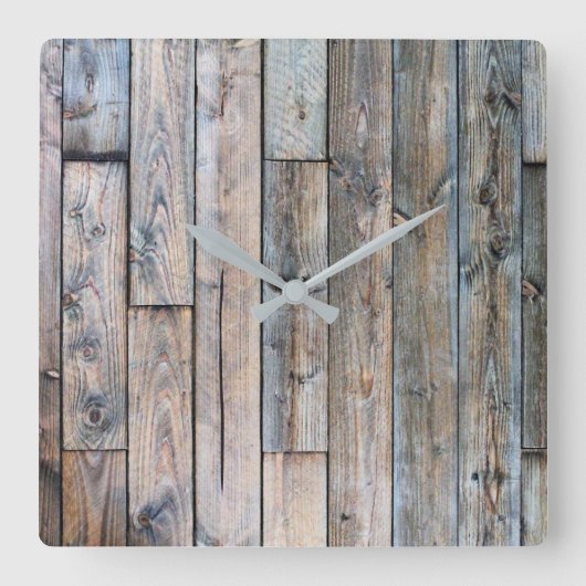Carrée Horloge de mur en bois d'écorce rustique (Recto)