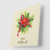 Carrée Horloge de Noël Holly Berry (Angle)