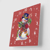 Carrée Horloge de Noël Snowman (Angle)