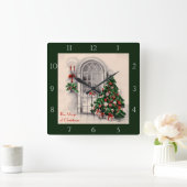 Carrée Horloge de Noël victorienne de fenêtre (Maison)