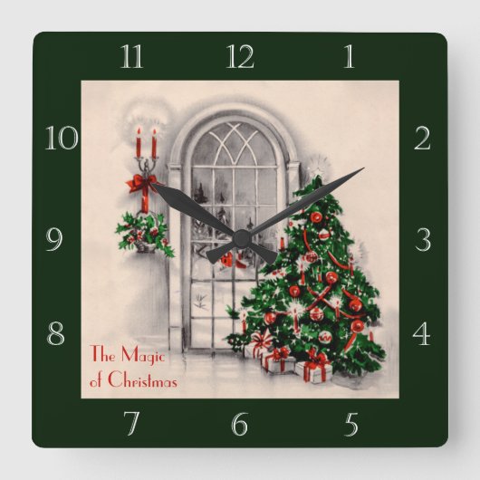 Carrée Horloge de Noël victorienne de fenêtre (Recto)