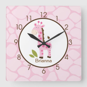 Carrée Horloge de nurserie personnalisée avec imprimé gir