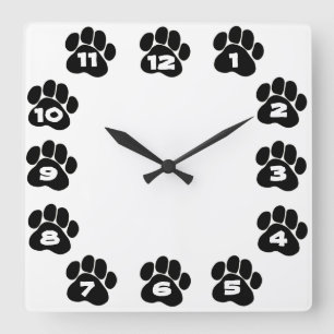 Carrée Horloge de patte de chien
