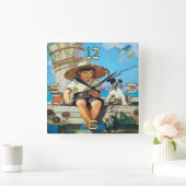 Carrée Horloge de Pêche Garçon (Maison)