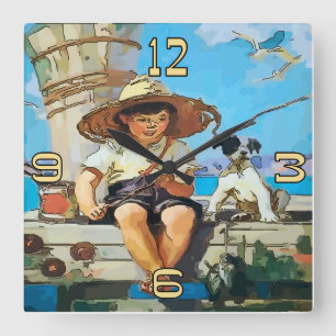 Carrée Horloge de Pêche Garçon