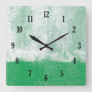 Carrée horloge de peinture à rouleaux verts