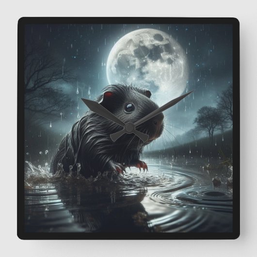 Carrée horloge de porc de Guinée noire (Recto)