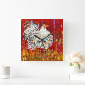 Carrée Horloge de poulet du coq (Maison)