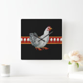 Carrée Horloge de poulet (noir) (Maison)