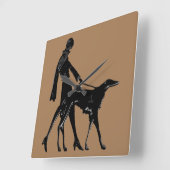 Carrée Horloge de promenade Art déco Borzoi (Angle)