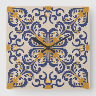 Carrée Horloge de style azulejo en céramique