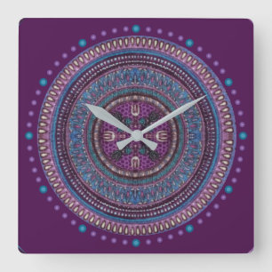 Carrée Horloge de style Boho pourpre