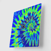 Carrée Horloge de teinture à crampons bleu et vert (Angle)