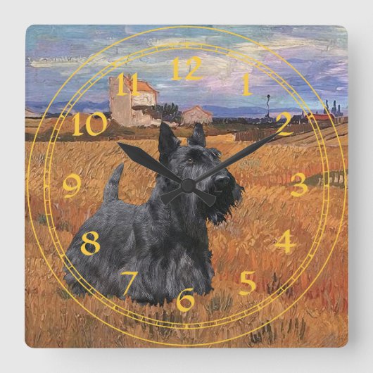 Carrée Horloge de Terrier d'écossais (Recto)