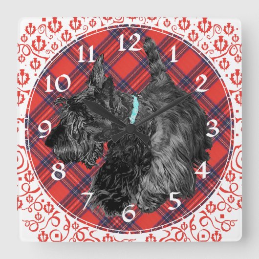 Carrée Horloge de Terrier d'écossais (Recto)