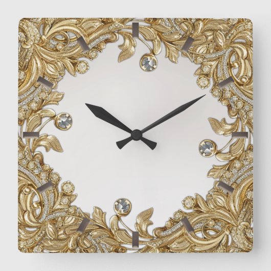 Carrée Horloge décorative Mur d'or (Recto)