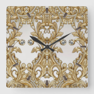 Carrée Horloge décorative Mur d'or