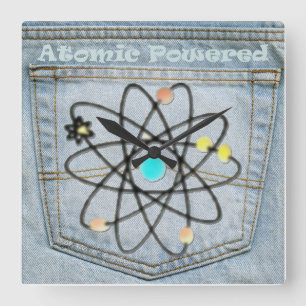 Carrée Horloge Denim Back Poche "Énergie Atomique"